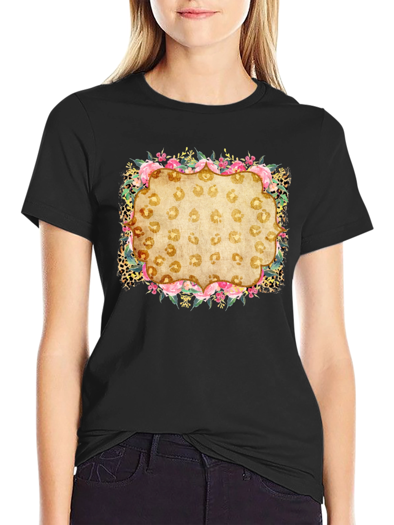 Floral Leopard Print Graphic Tee