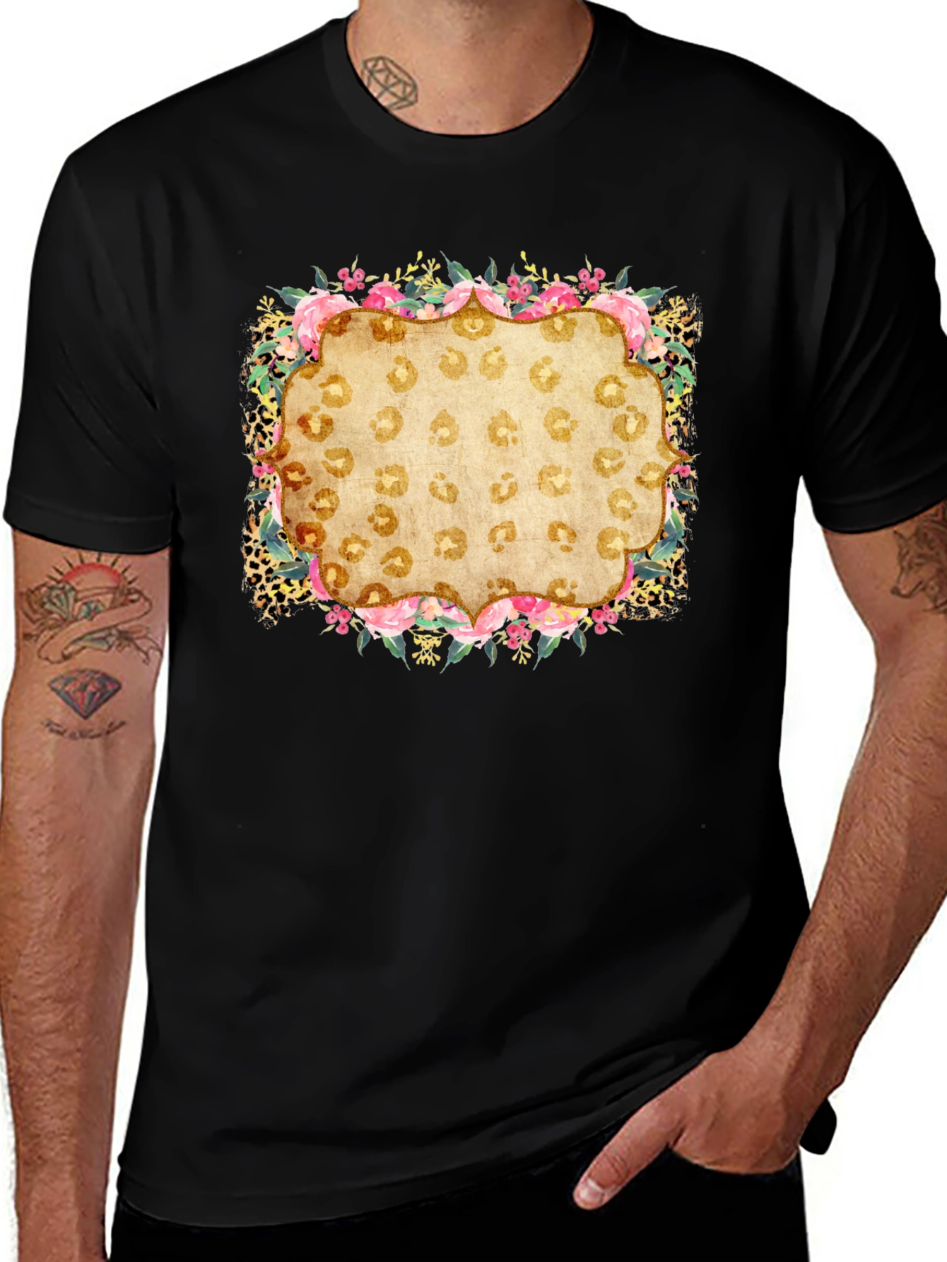 Floral Leopard Print Graphic Tee