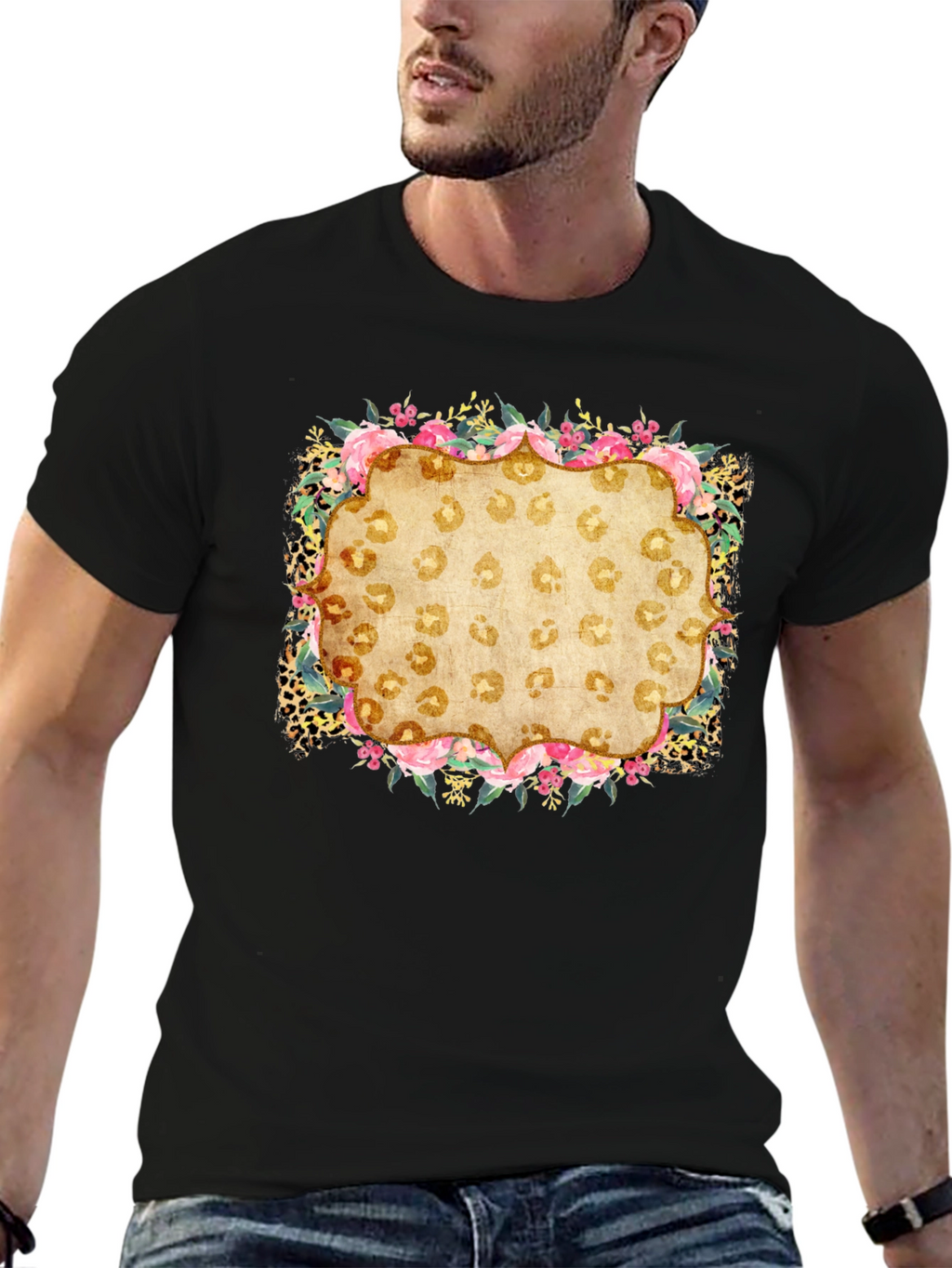 Floral Leopard Print Graphic Tee