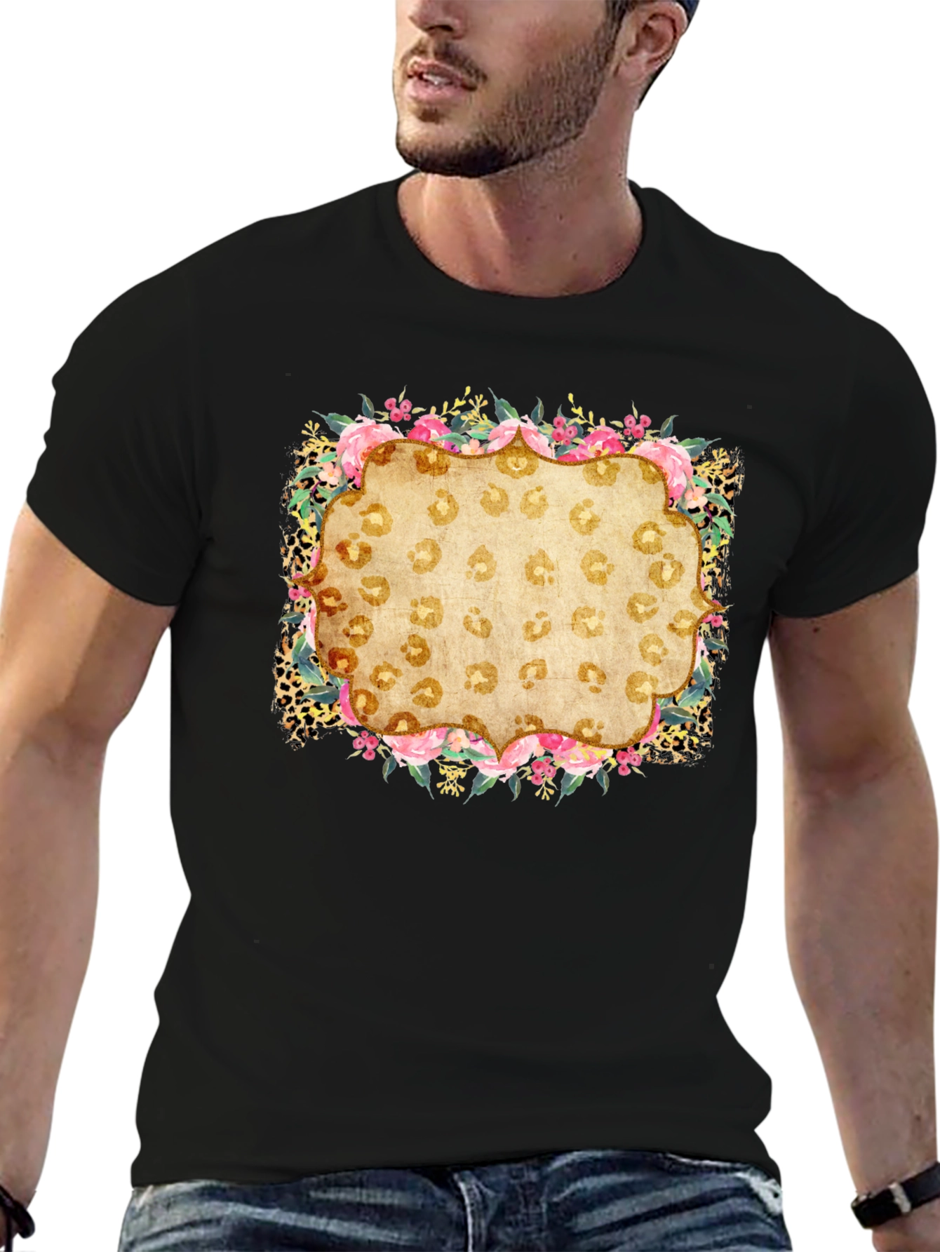 Floral Leopard Print Graphic Tee