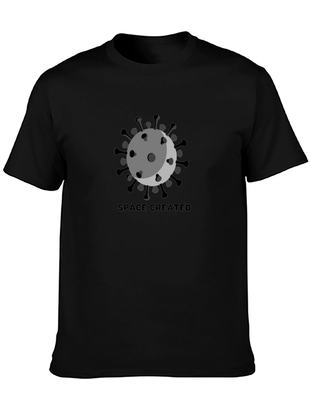 Space Created Graphic T-Shirt - Black Crew Neck Tee