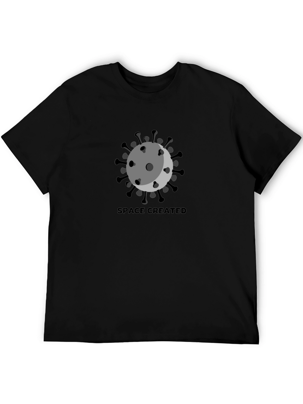 Space Created Graphic T-Shirt - Black Crew Neck Tee