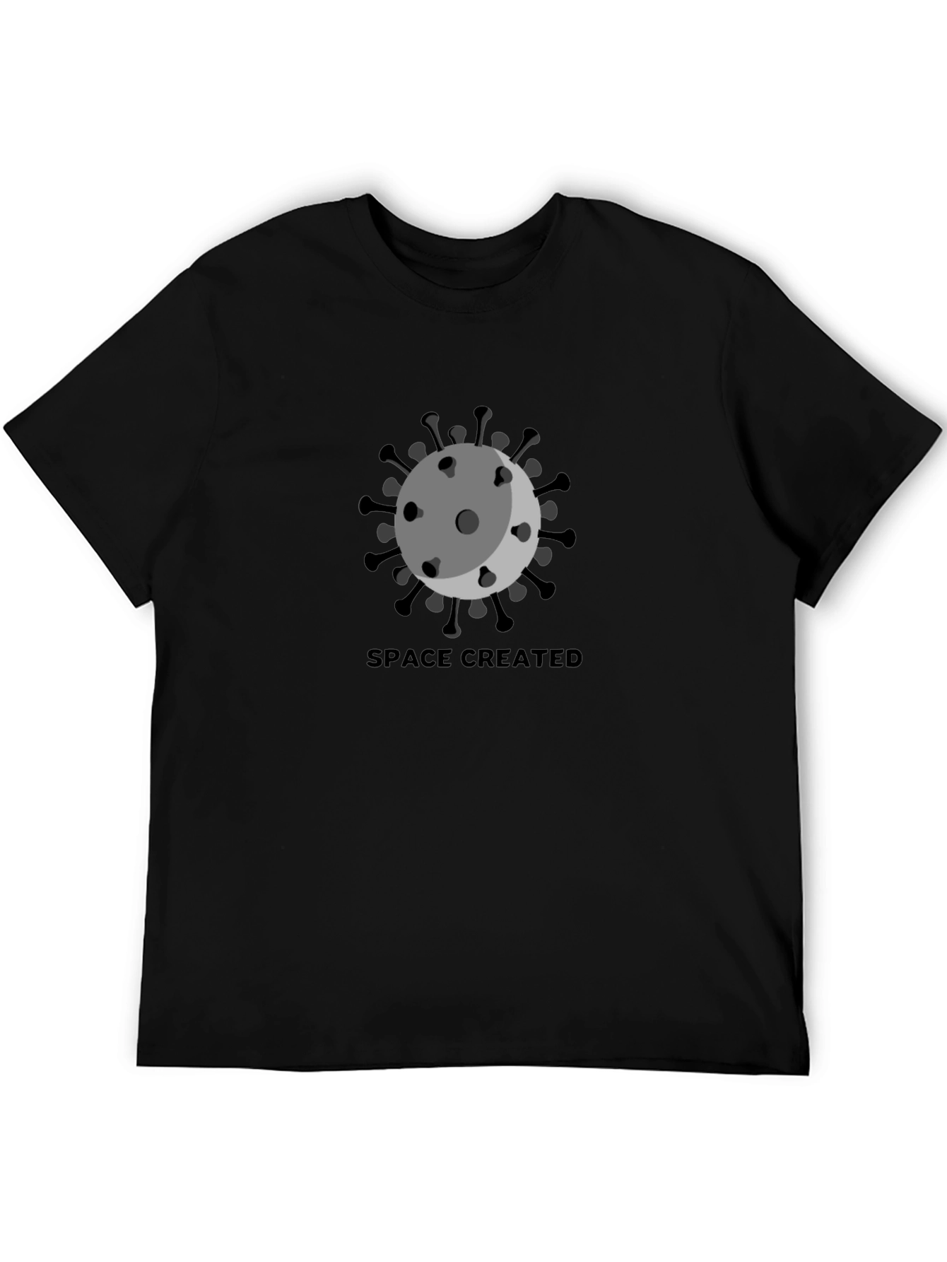 Space Created Graphic T-Shirt - Black Crew Neck Tee