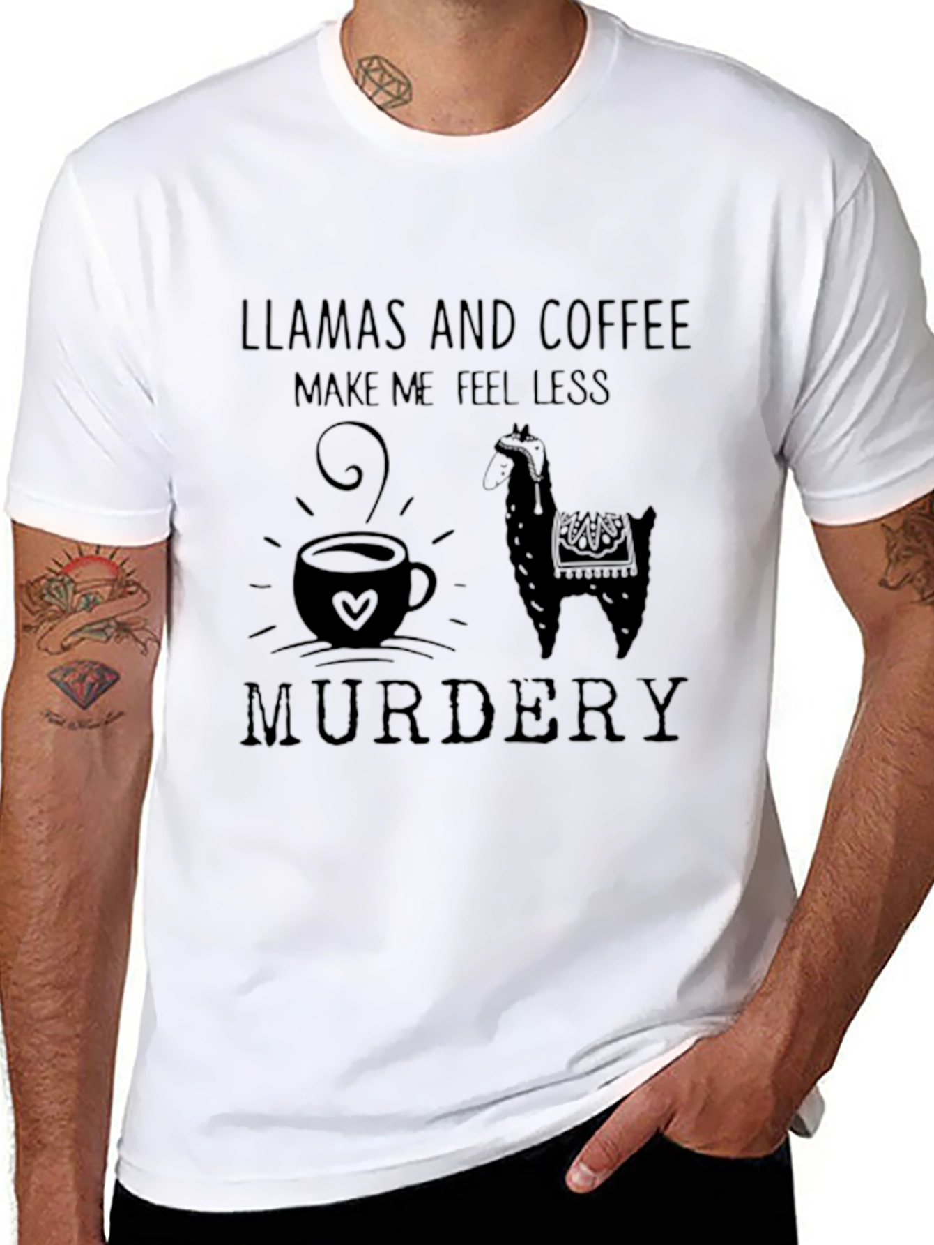 Llama and Coffee Graphic Tee - Funny Humor T-Shirt
