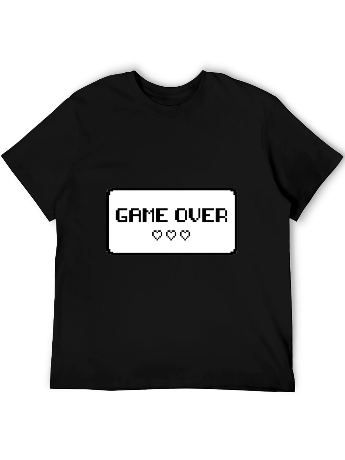 Game Over Pixel Art Graphic Tee - Black Cotton T-Shirt