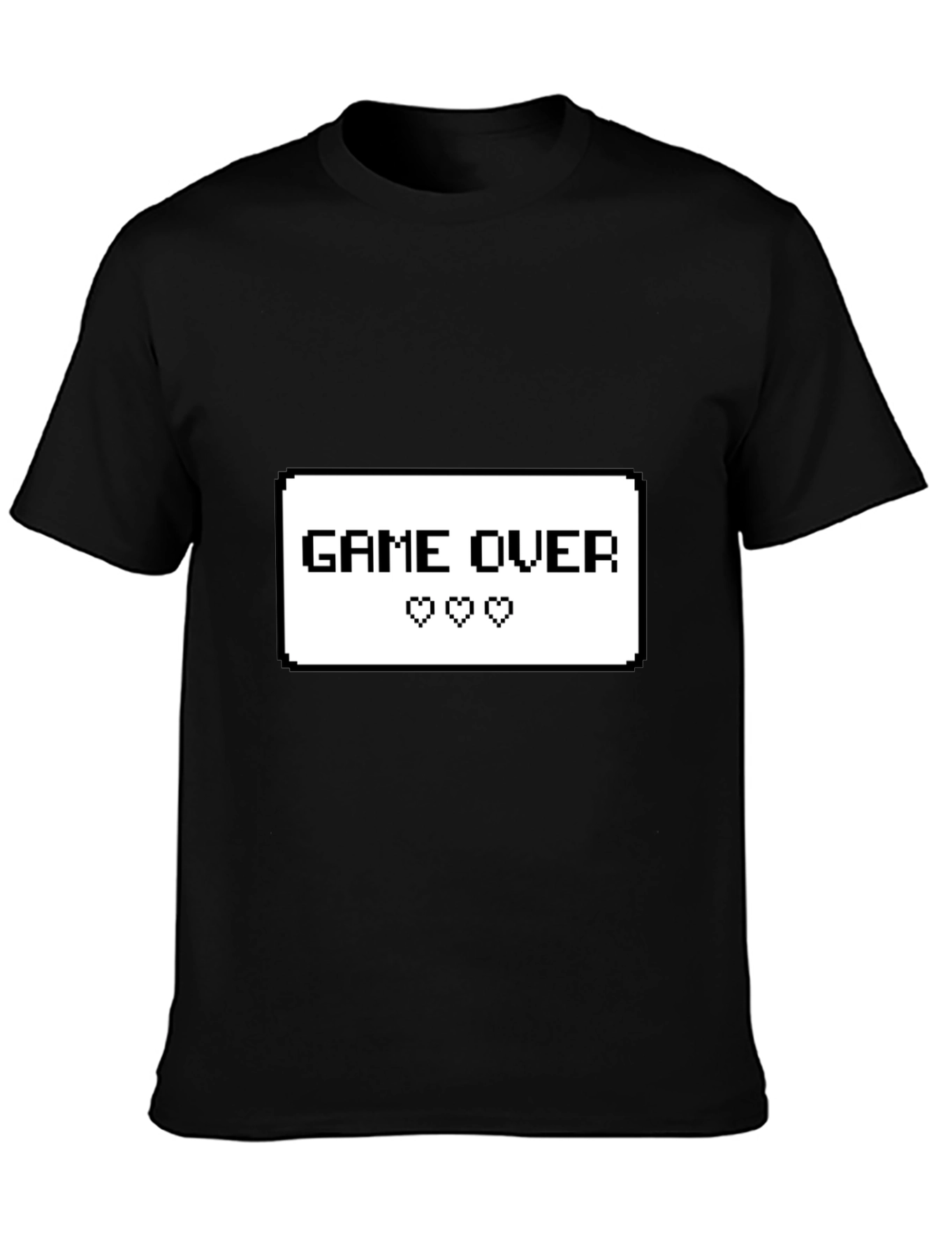 Game Over Pixel Art Graphic Tee - Black Cotton T-Shirt
