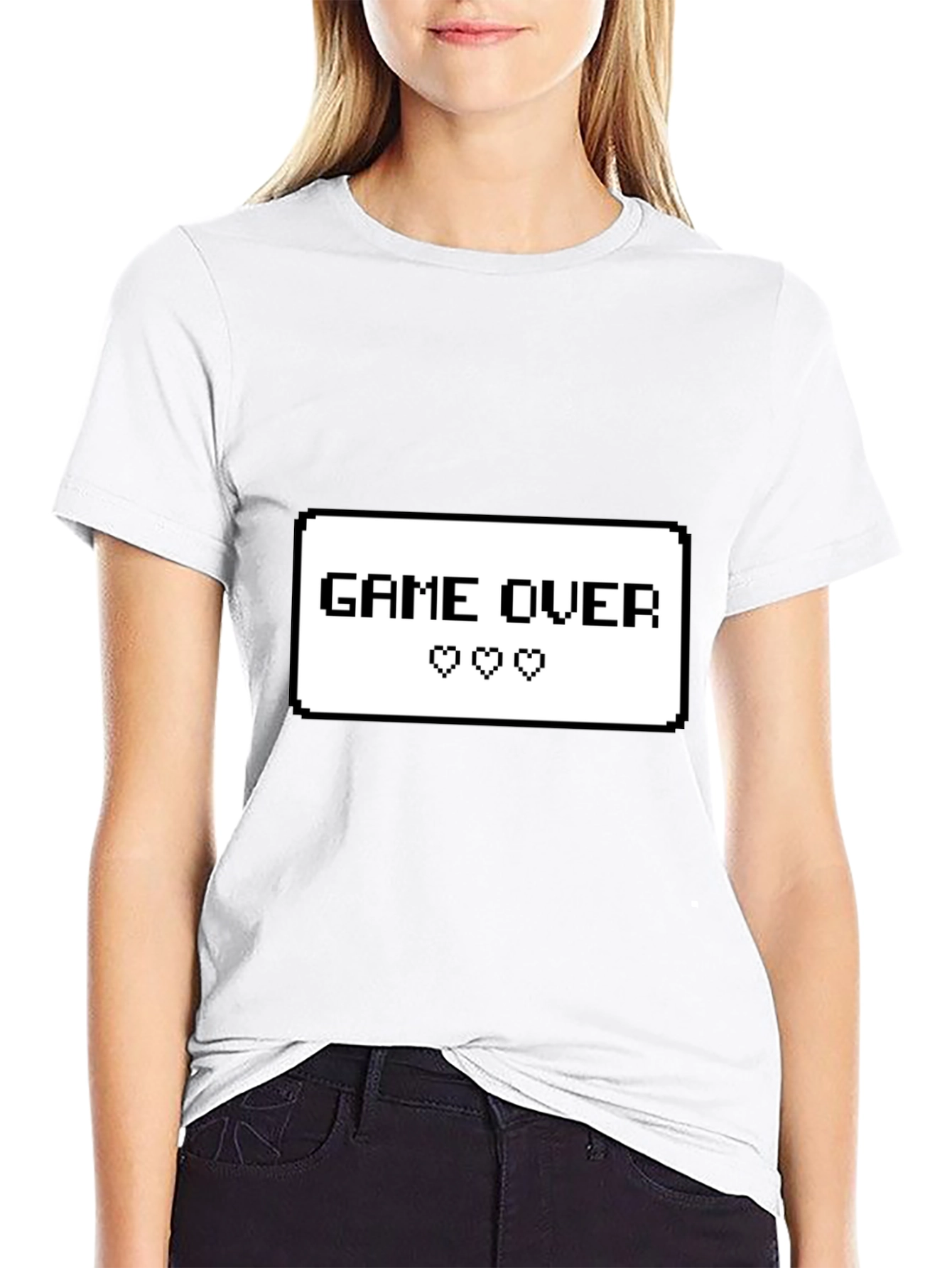 Game Over Pixel Art Graphic Tee - Black Cotton T-Shirt