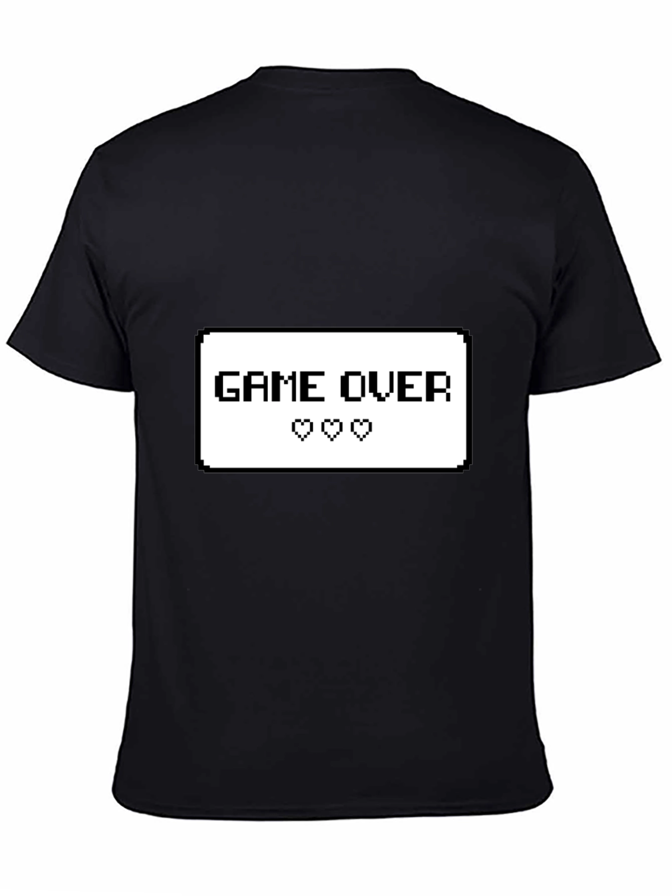 Game Over Pixel Art Graphic Tee - Black Cotton T-Shirt