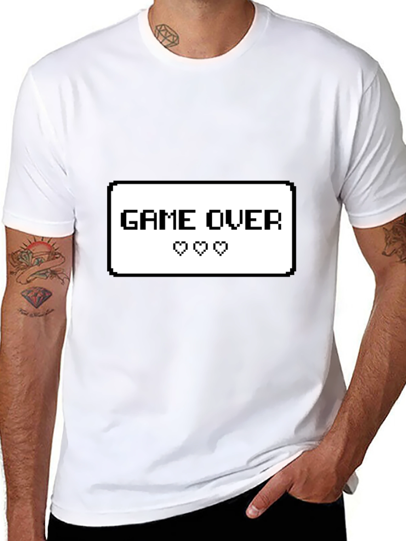 Game Over Pixel Art Graphic Tee - Black Cotton T-Shirt