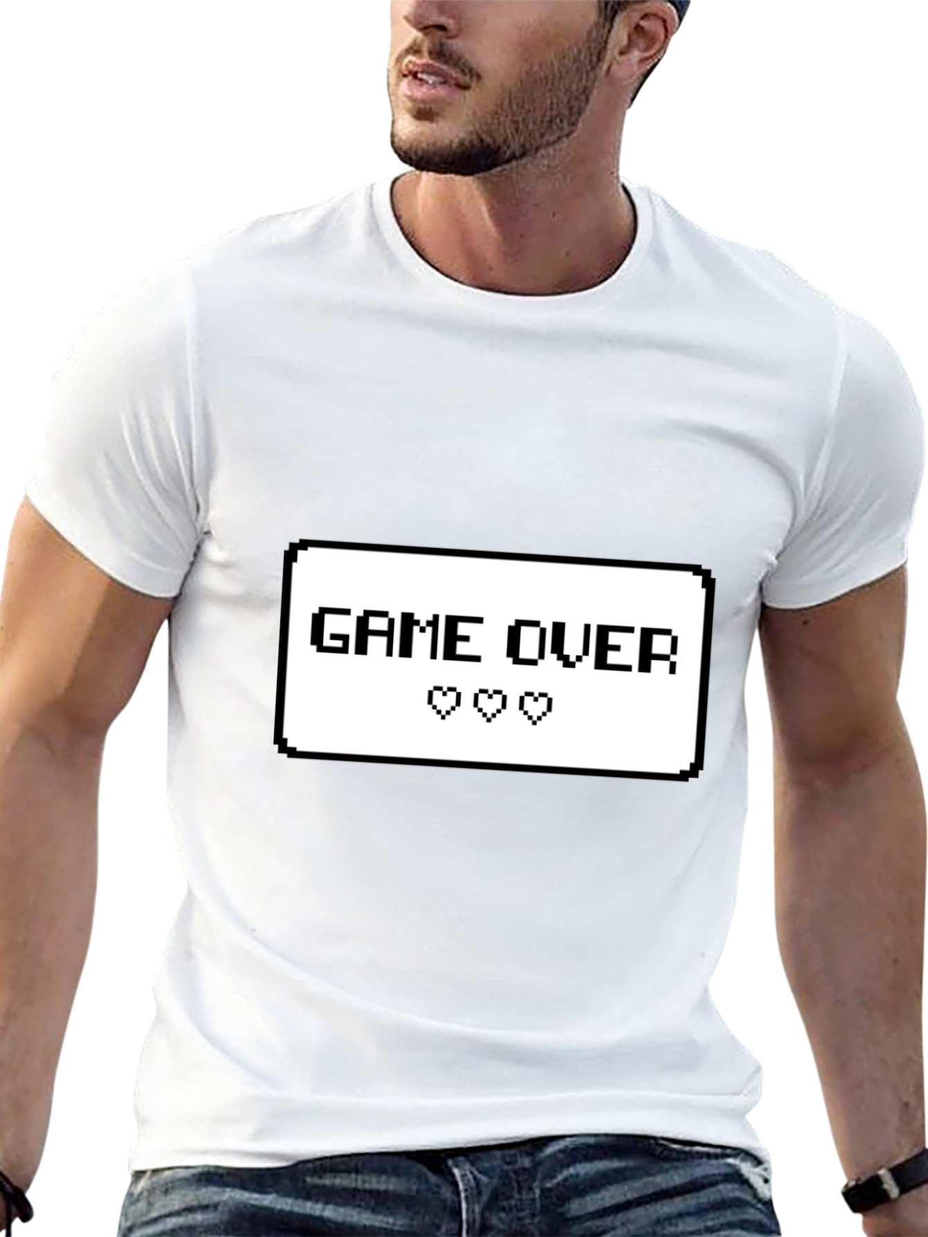 Game Over Pixel Art Graphic Tee - Black Cotton T-Shirt