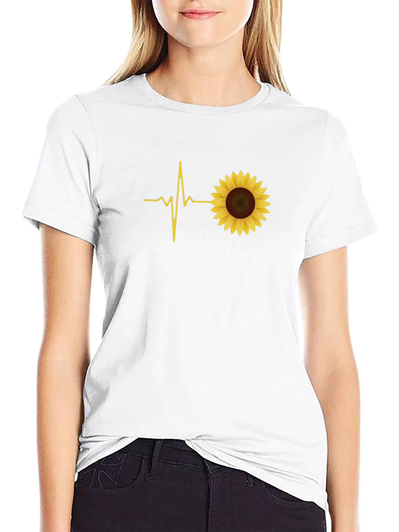 Sunflower Heartbeat Black Graphic Tee