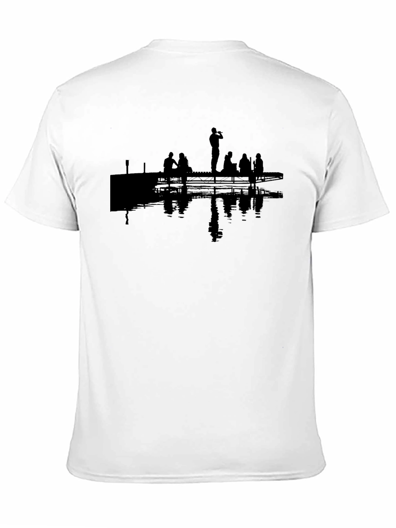Silhouette Dock Scene Graphic Tee - Black