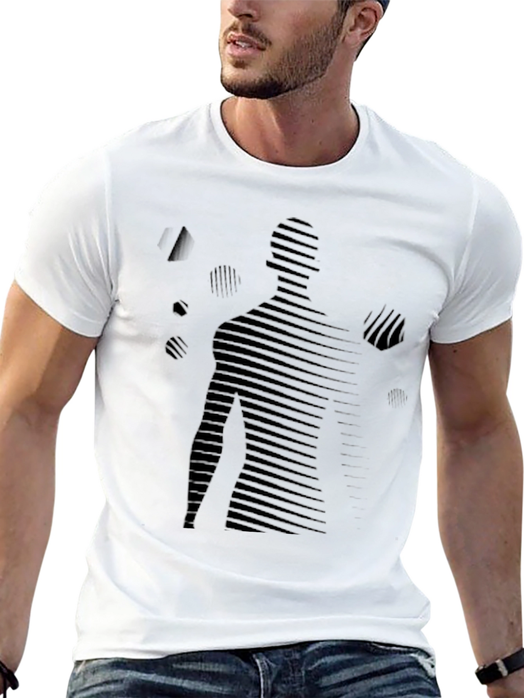 Abstract Silhouette Graphic Print Black T-Shirt