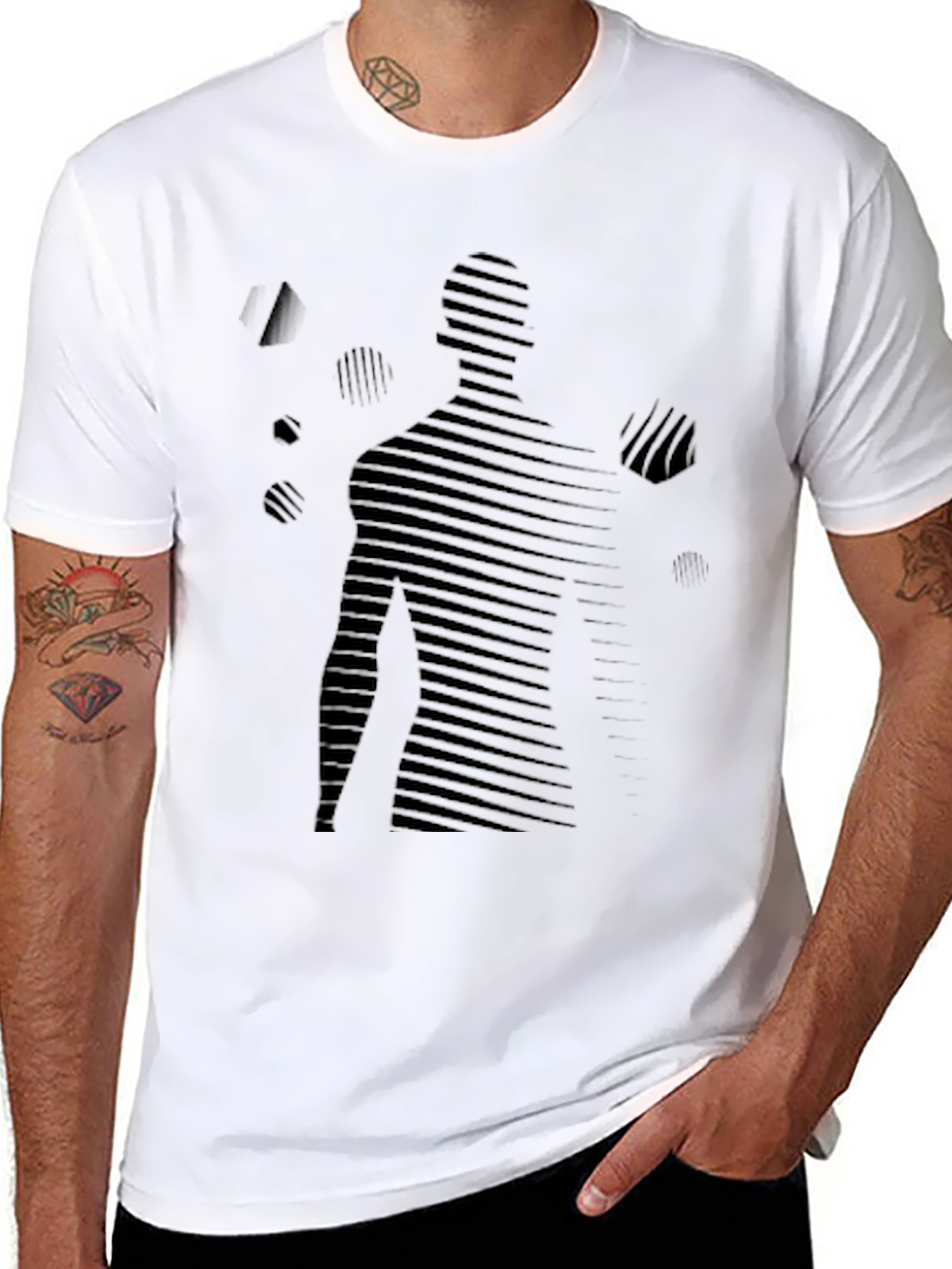 Abstract Silhouette Graphic Print Black T-Shirt