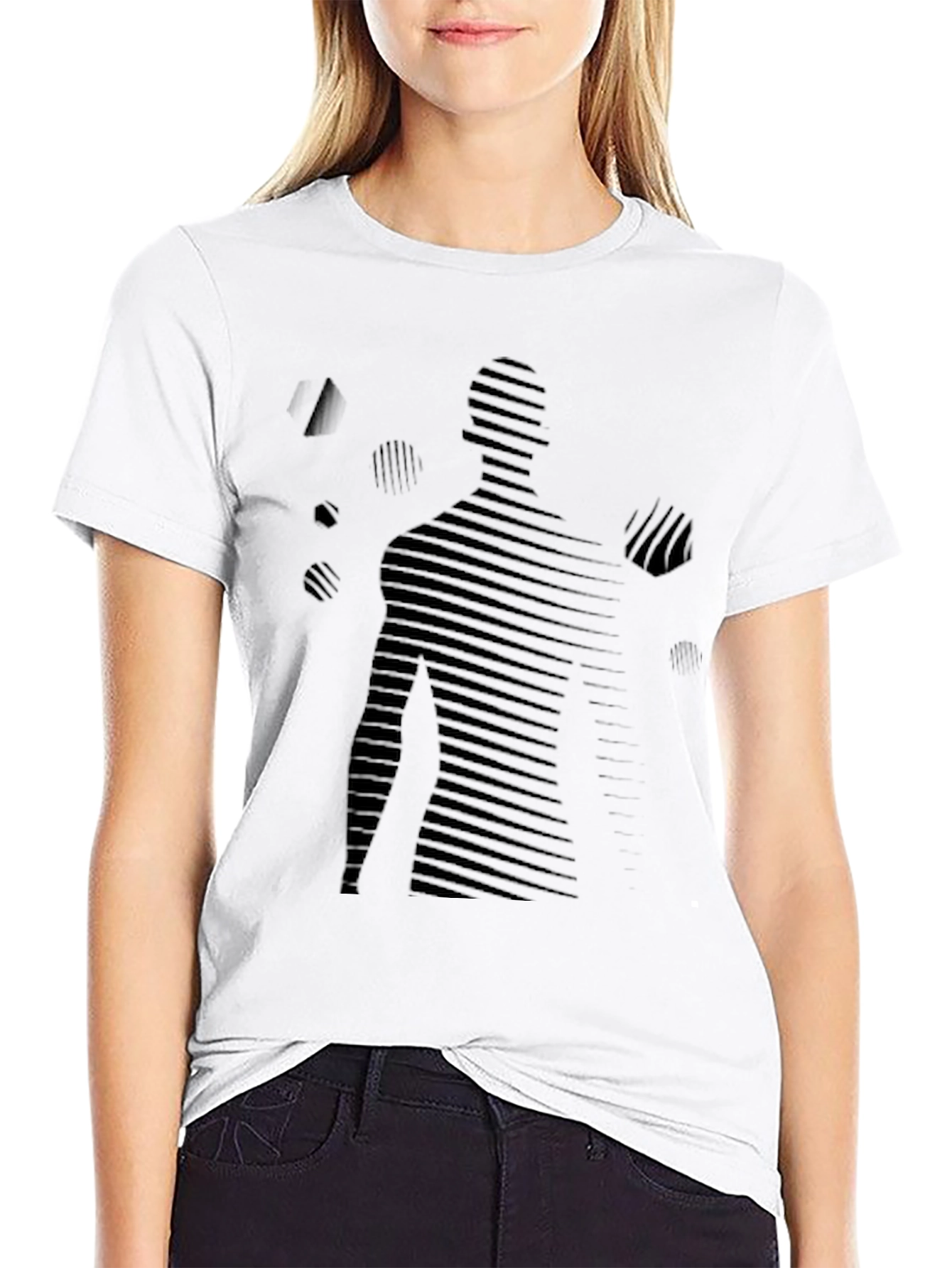 Abstract Silhouette Graphic Print Black T-Shirt