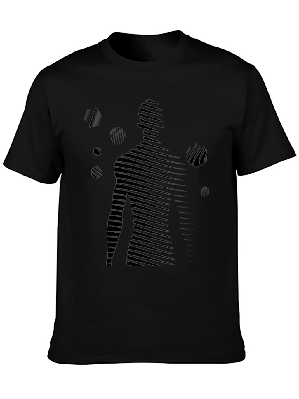 Abstract Silhouette Graphic Print Black T-Shirt