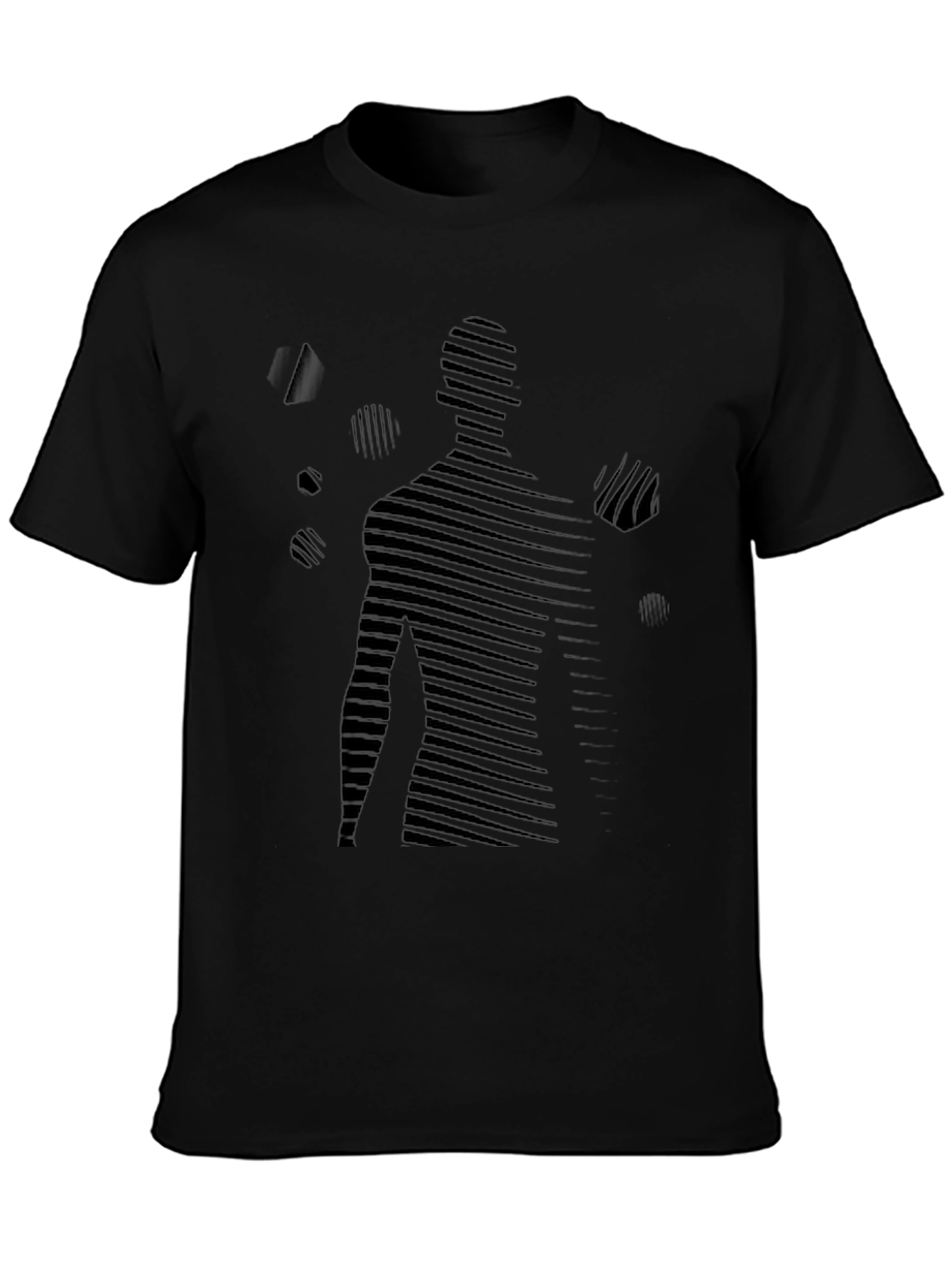 Abstract Silhouette Graphic Print Black T-Shirt