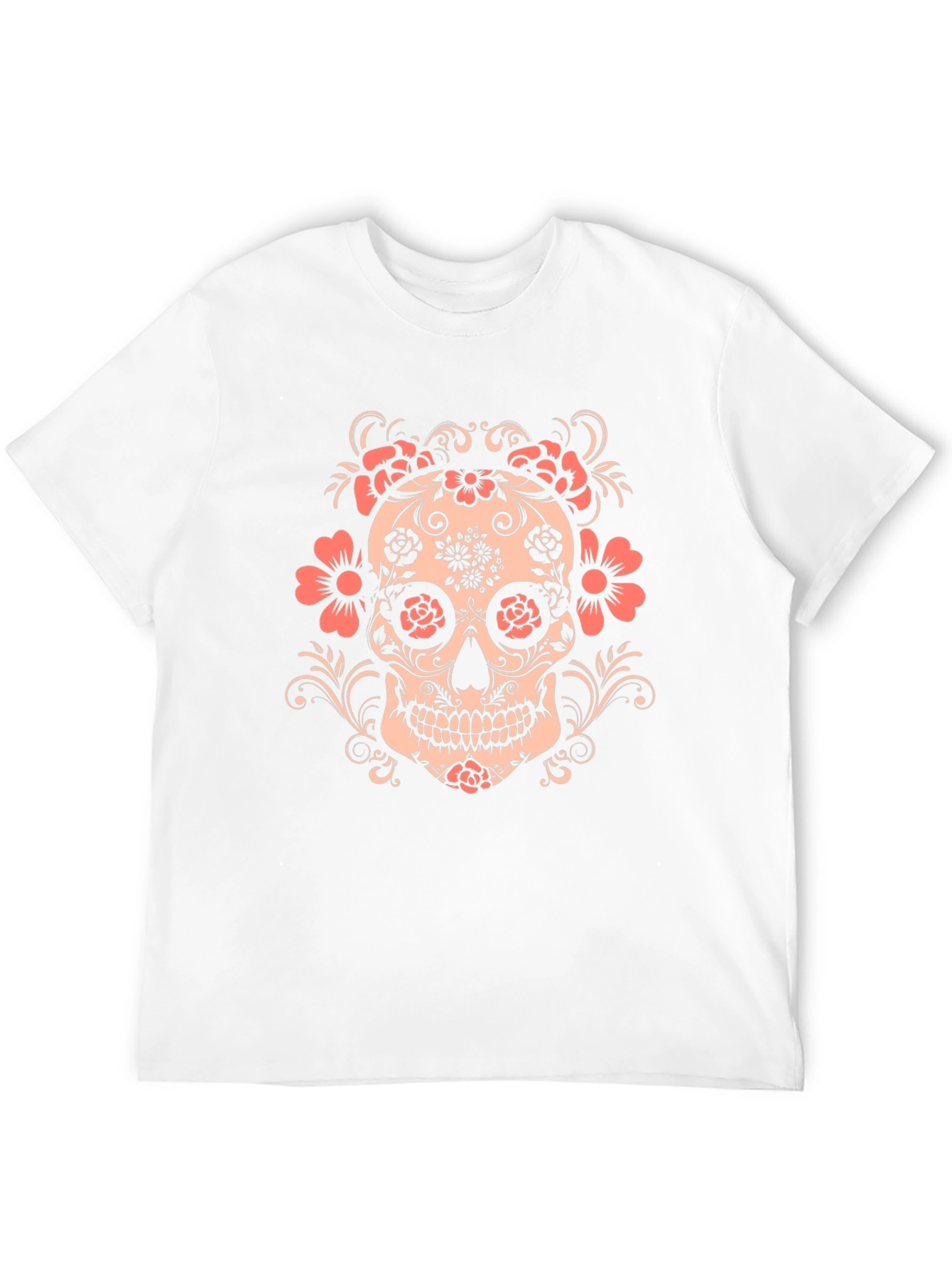 Floral Skull Graphic Tee - Mens Black T-Shirt