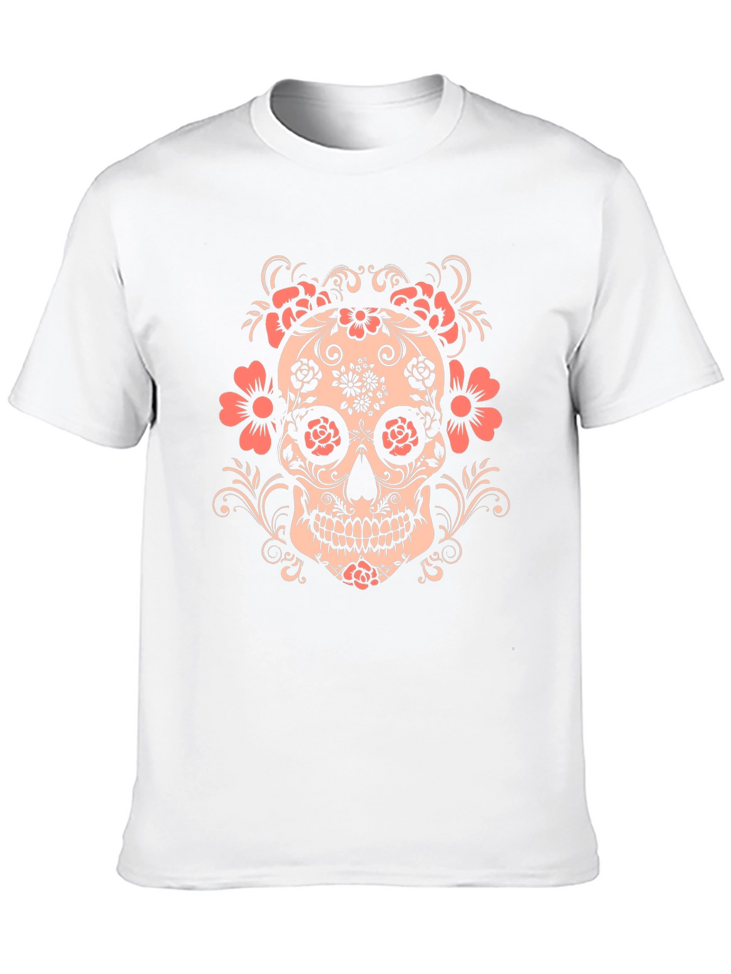Floral Skull Graphic Tee - Mens Black T-Shirt