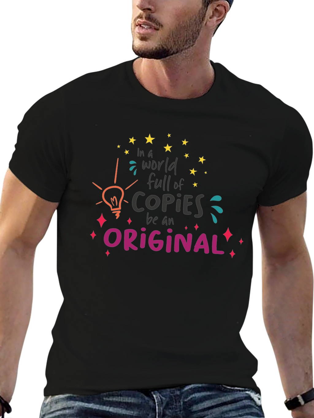 Original Graphic Tee: Black Cotton Blend