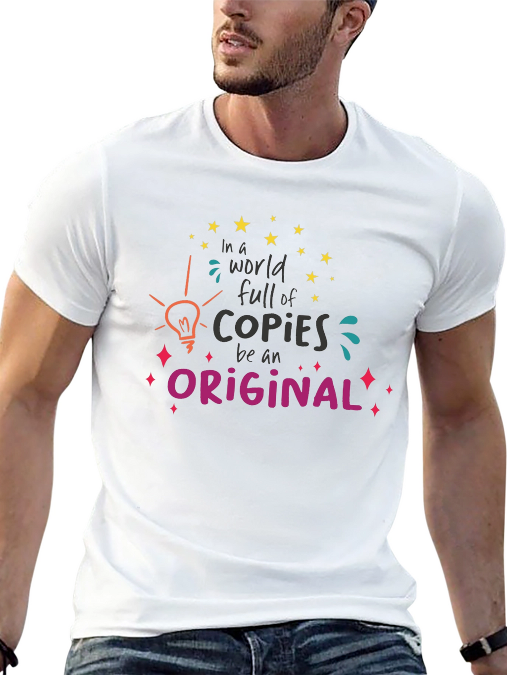 Original Graphic Tee: Black Cotton Blend