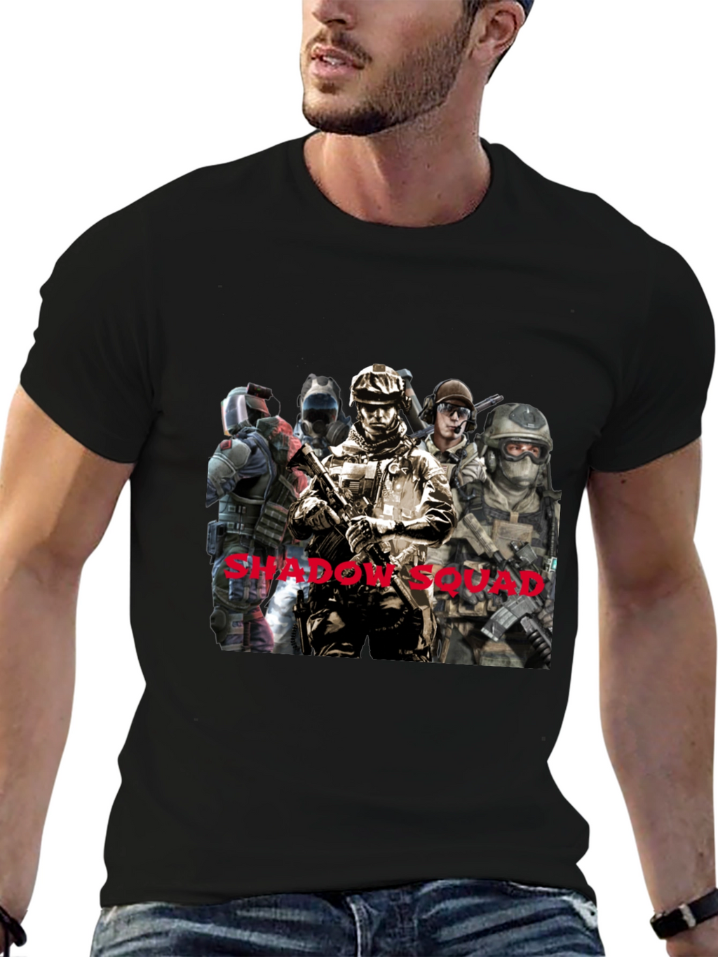 Shadow Squad Graphic T-Shirt Black Cotton Tee