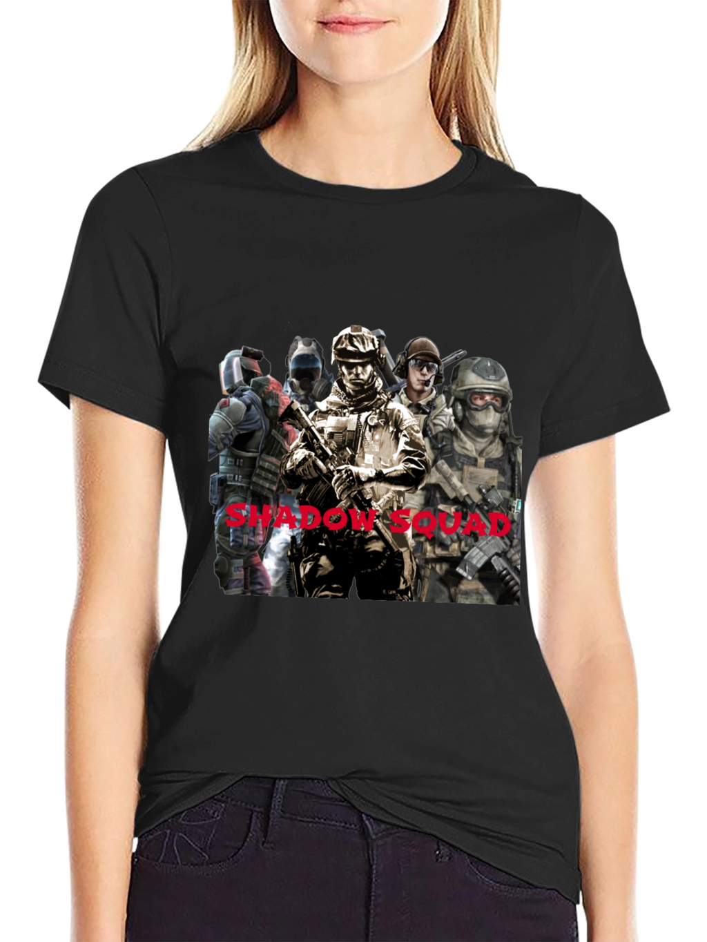 Shadow Squad Graphic T-Shirt Black Cotton Tee