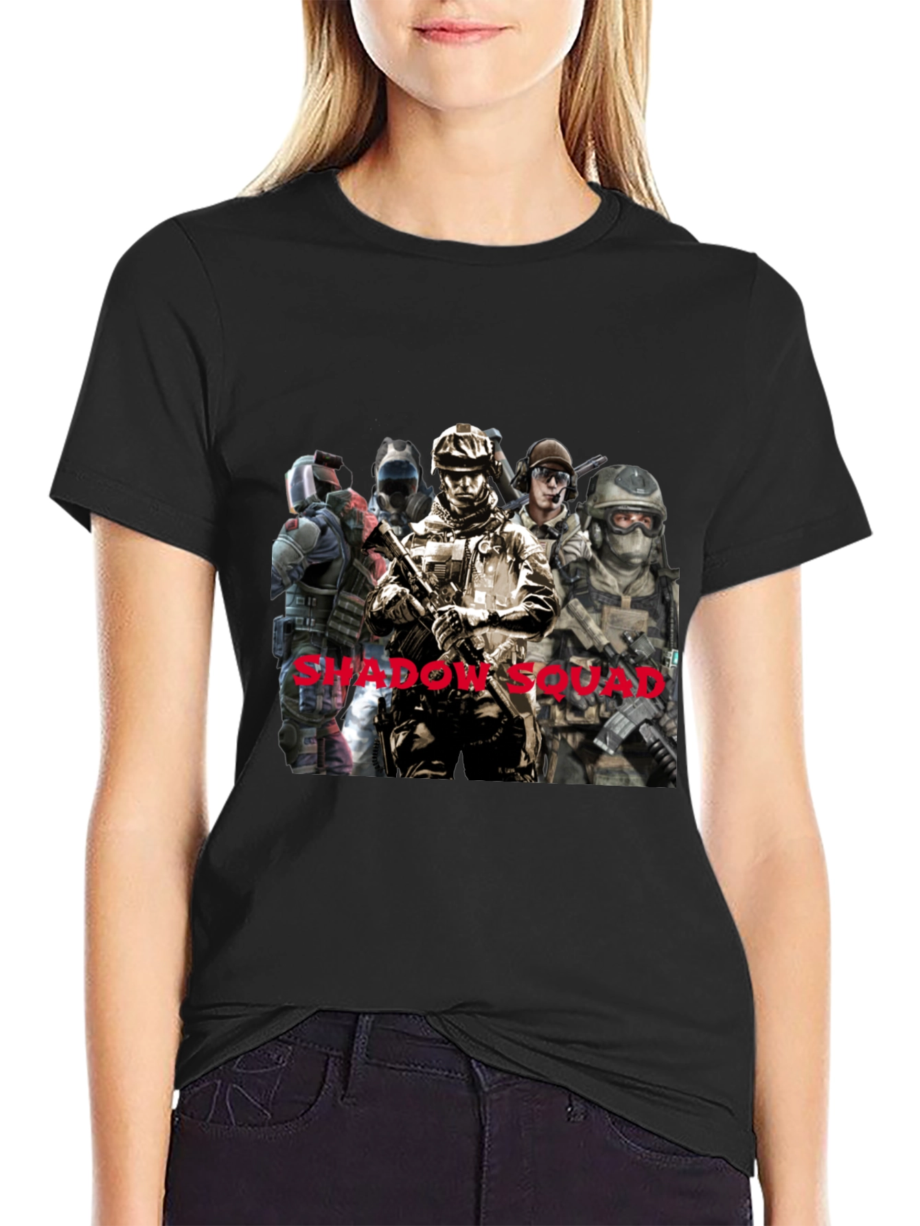 Shadow Squad Graphic T-Shirt Black Cotton Tee