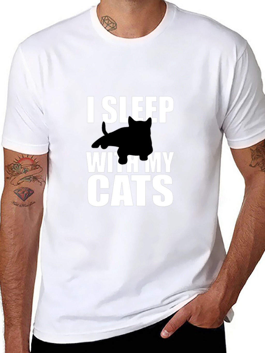 I Sleep With My Cats Graphic Tee - Black