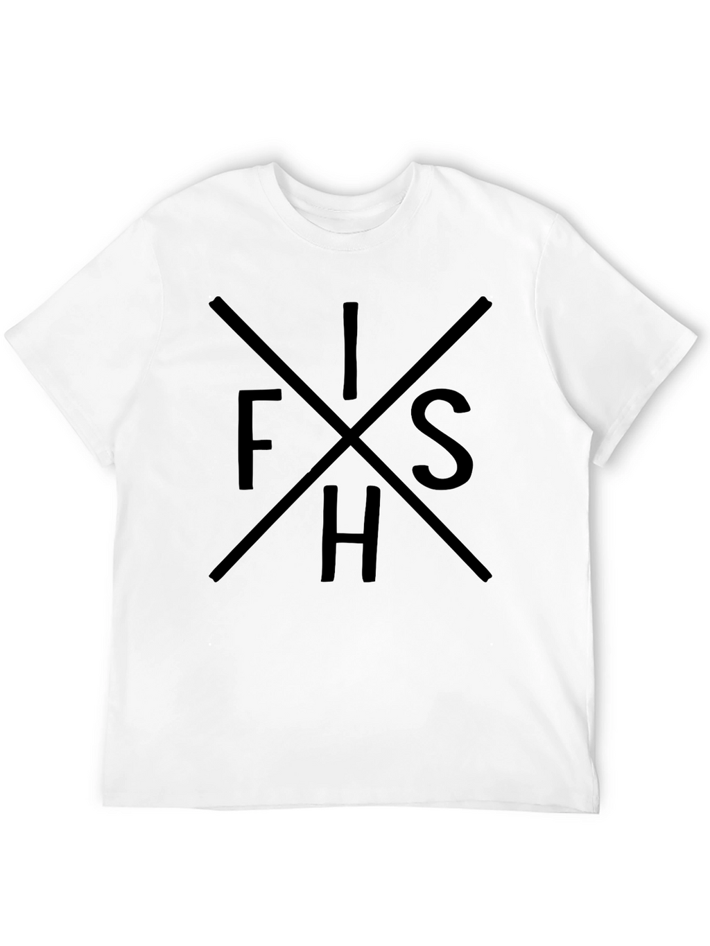 Mens Black Graphic Tee - FISH Word Design