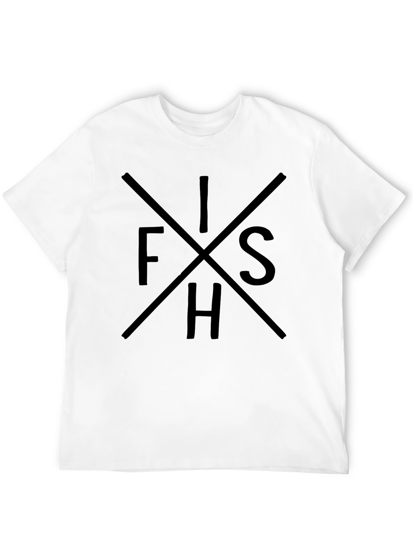 Mens Black Graphic Tee - FISH Word Design