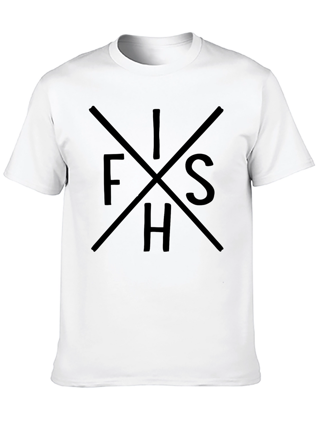 Mens Black Graphic Tee - FISH Word Design