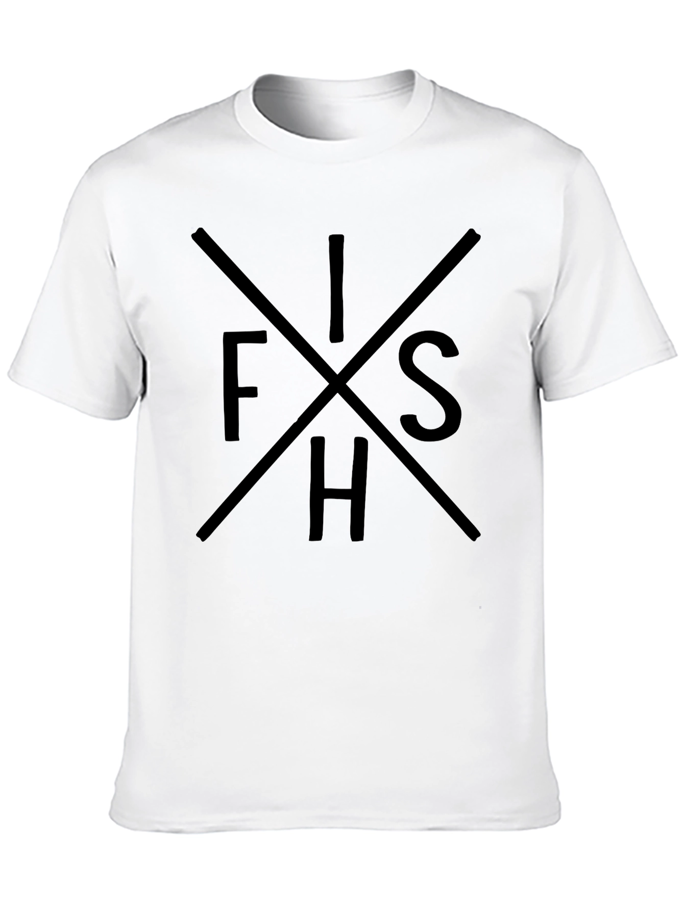 Mens Black Graphic Tee - FISH Word Design