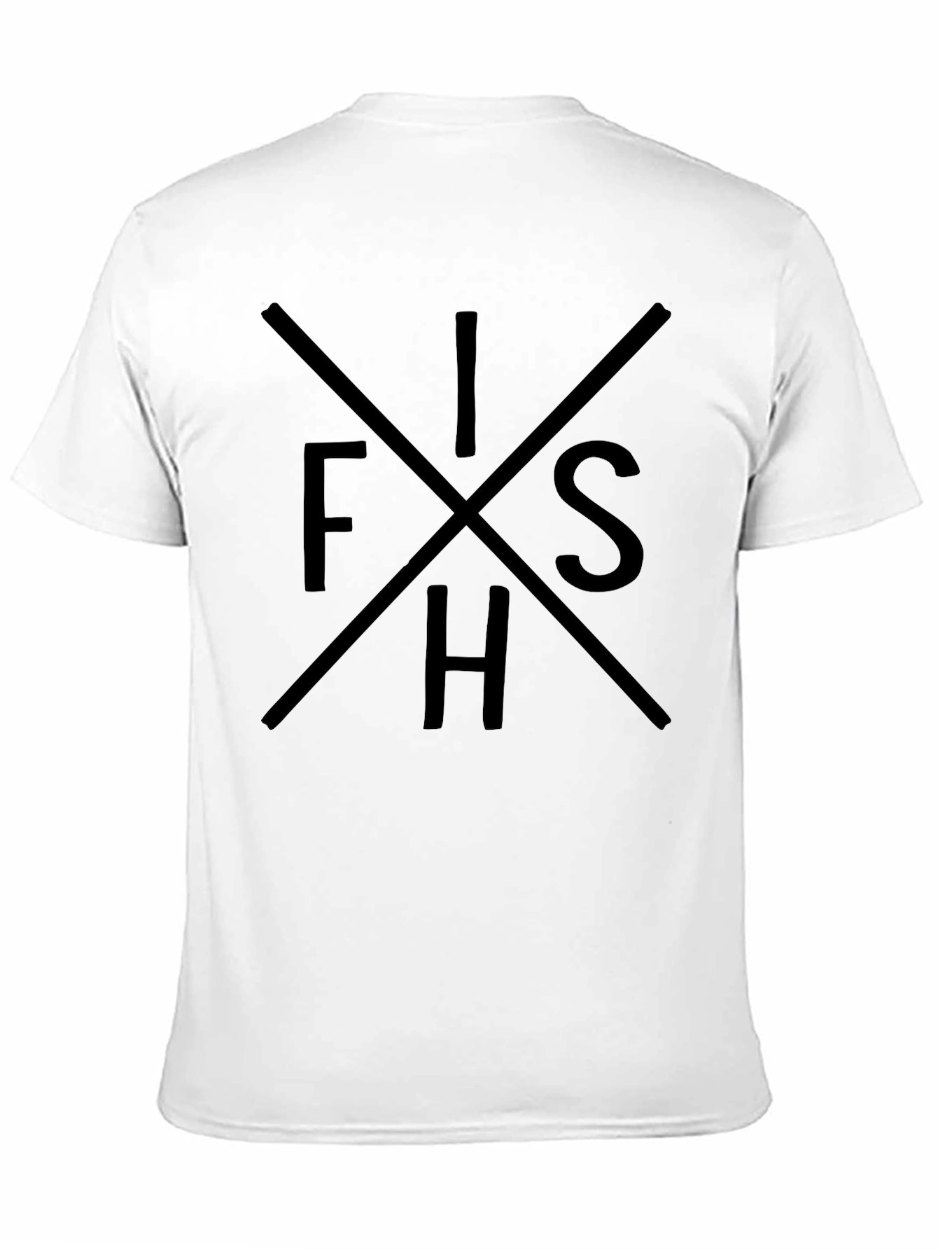 Mens Black Graphic Tee - FISH Word Design