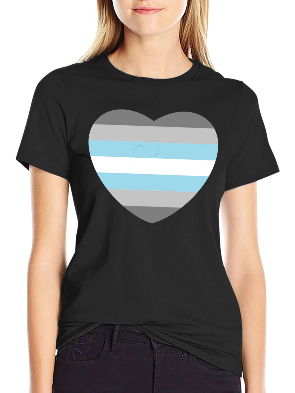 Demigender Pride Heart T-Shirt - Unisex Black Tee