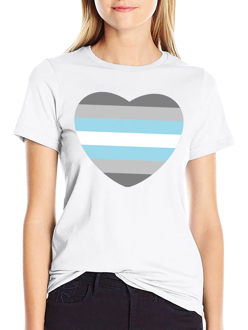Demigender Pride Heart T-Shirt - Unisex Black Tee