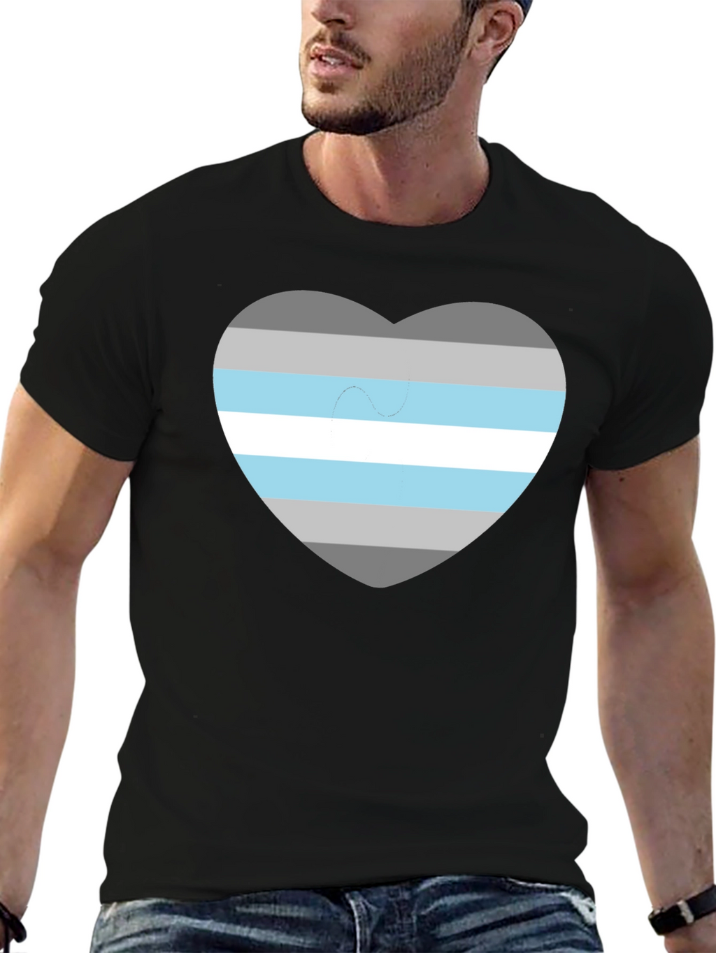 Demigender Pride Heart T-Shirt - Unisex Black Tee