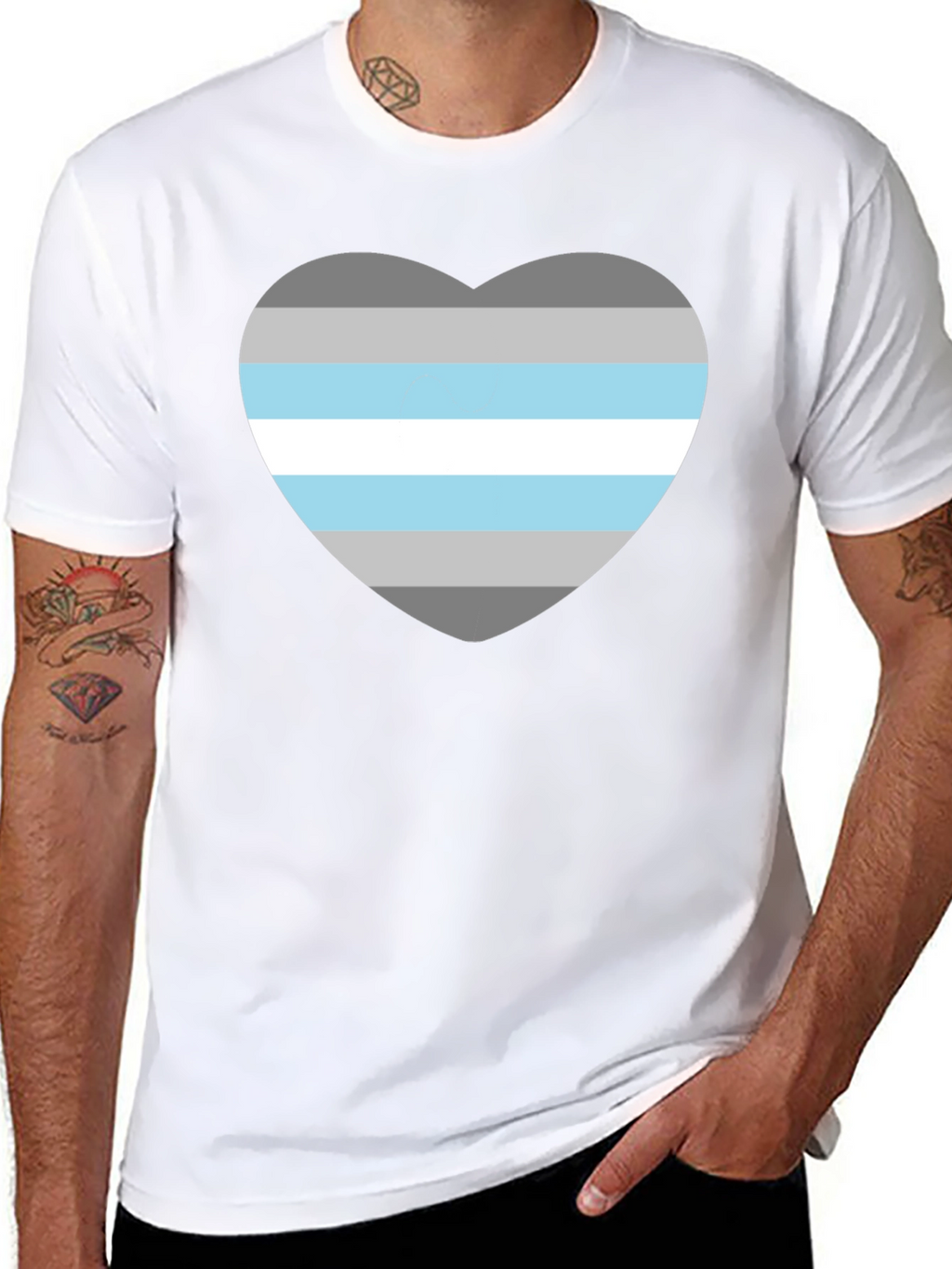 Demigender Pride Heart T-Shirt - Unisex Black Tee