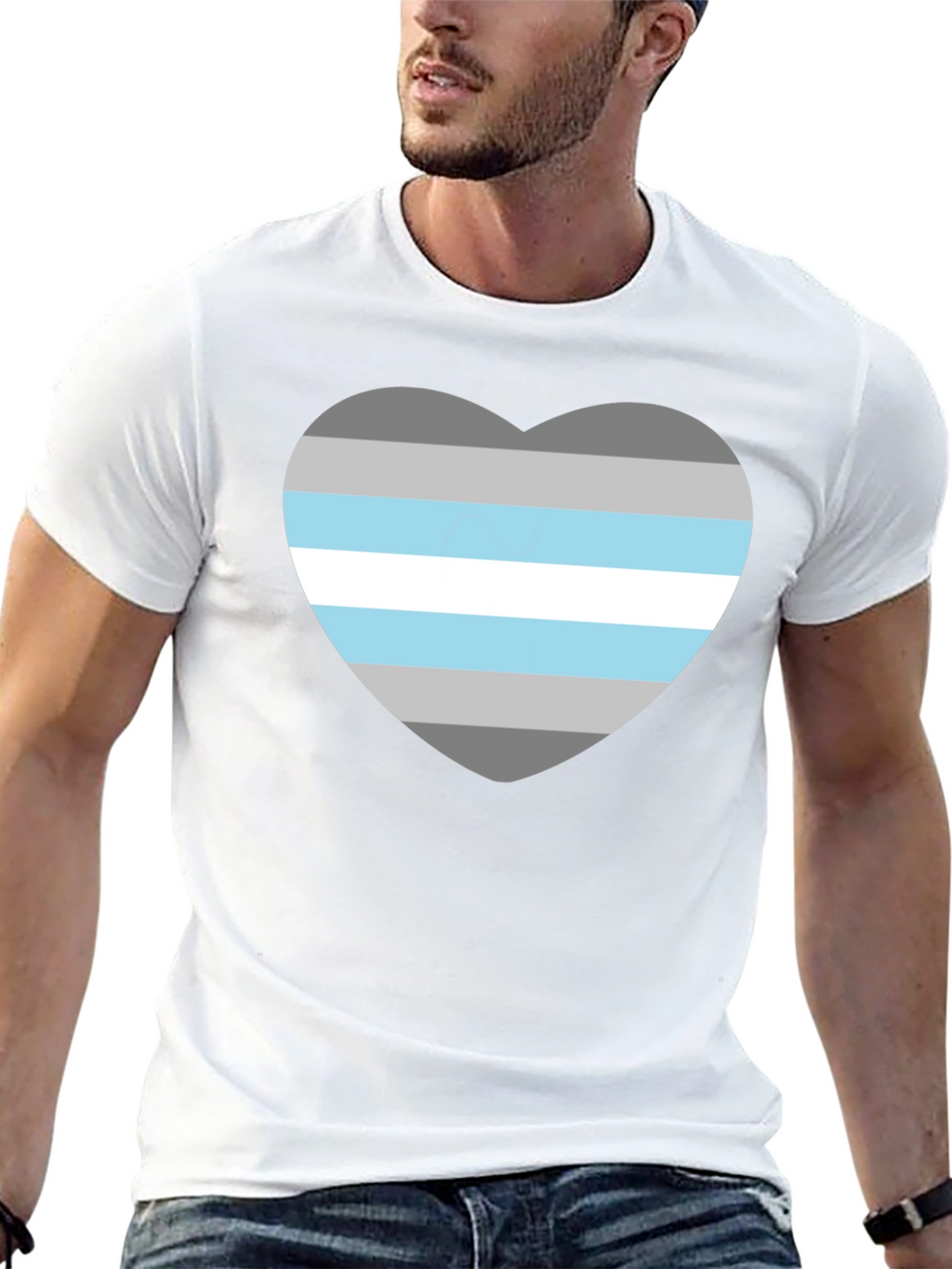 Demigender Pride Heart T-Shirt - Unisex Black Tee