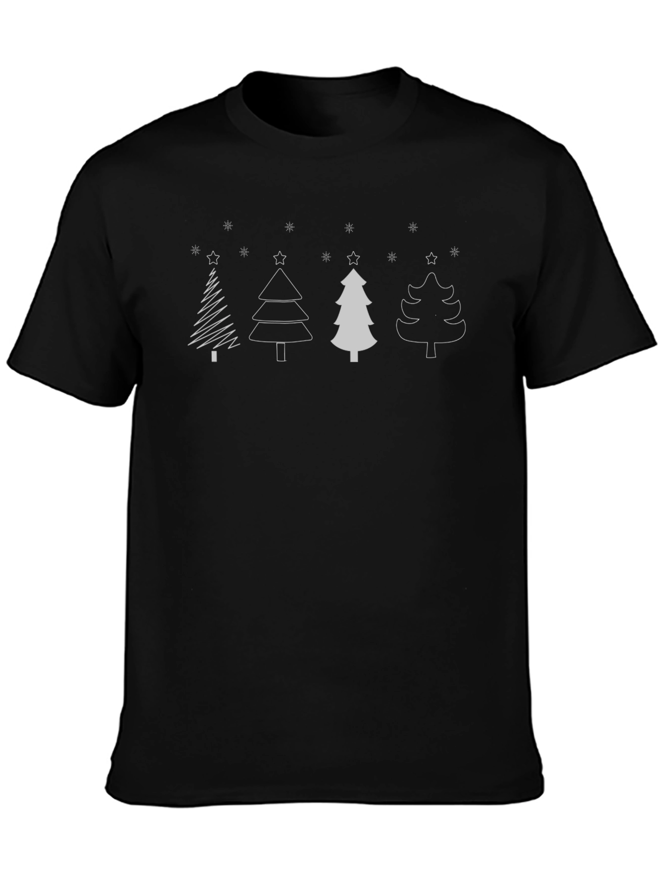 Festive Christmas Tree Graphic Tee - Black