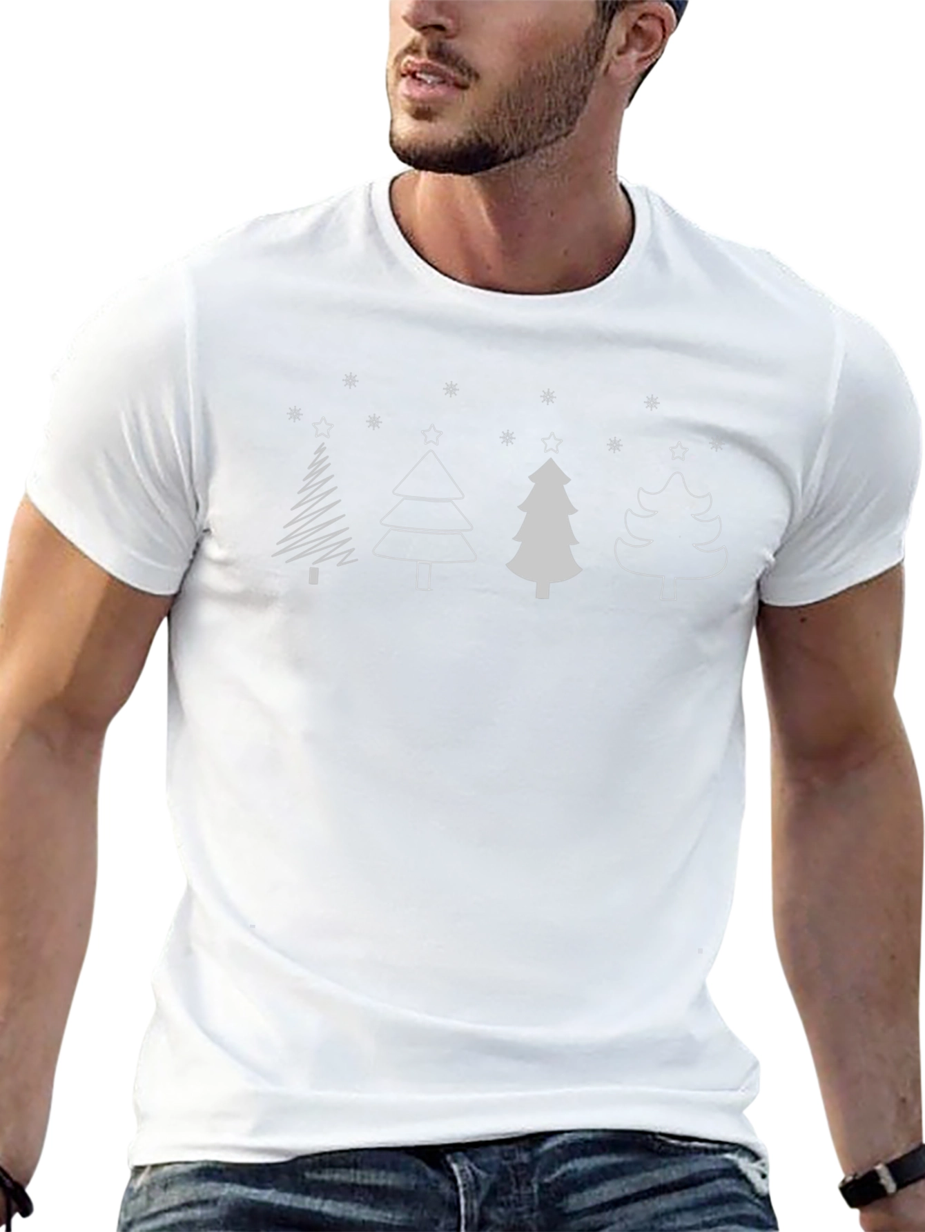 Festive Christmas Tree Graphic Tee - Black