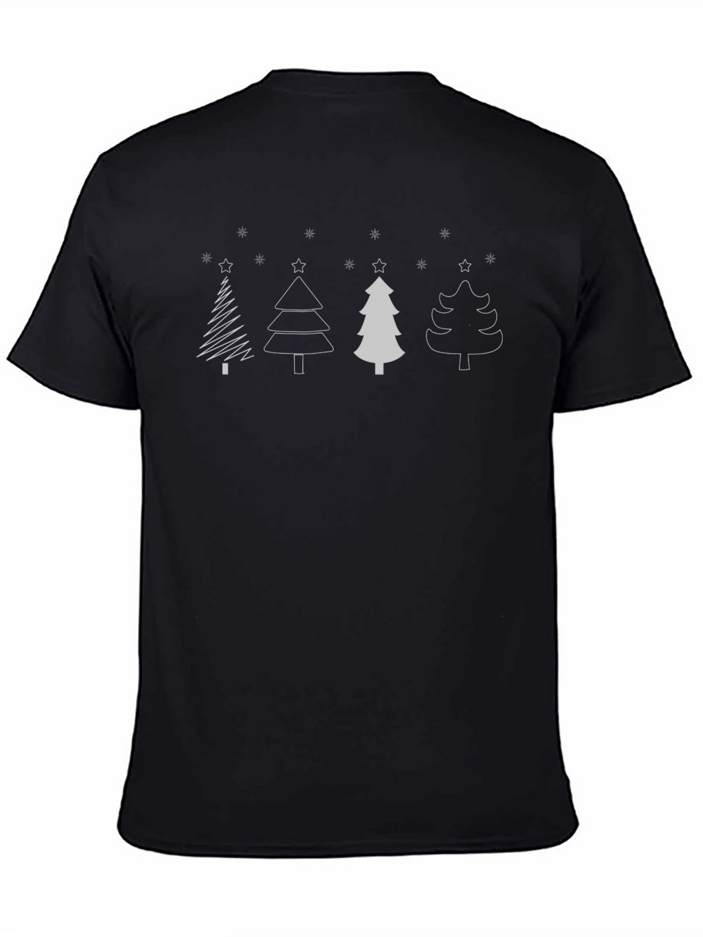 Festive Christmas Tree Graphic Tee - Black