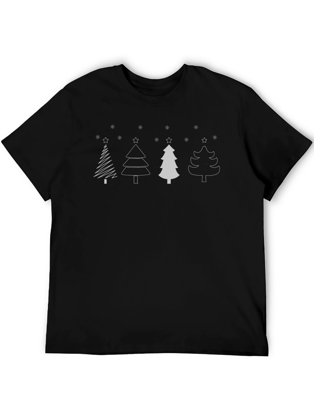 Festive Christmas Tree Graphic Tee - Black