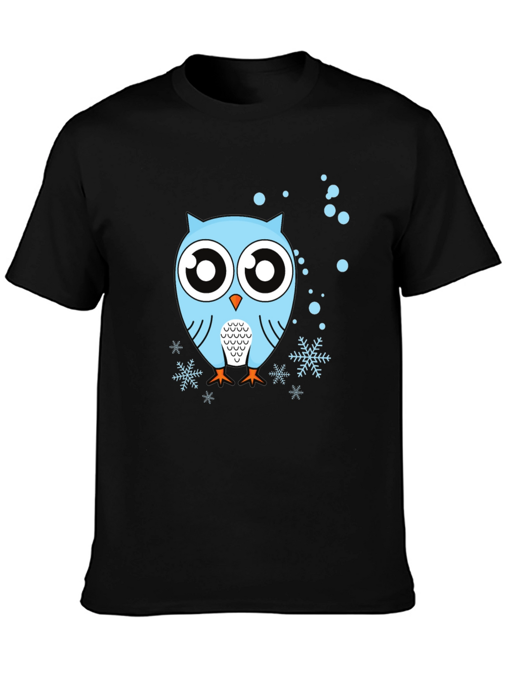 Owl Graphic Tee - Black Crew Neck Cotton Shirt
