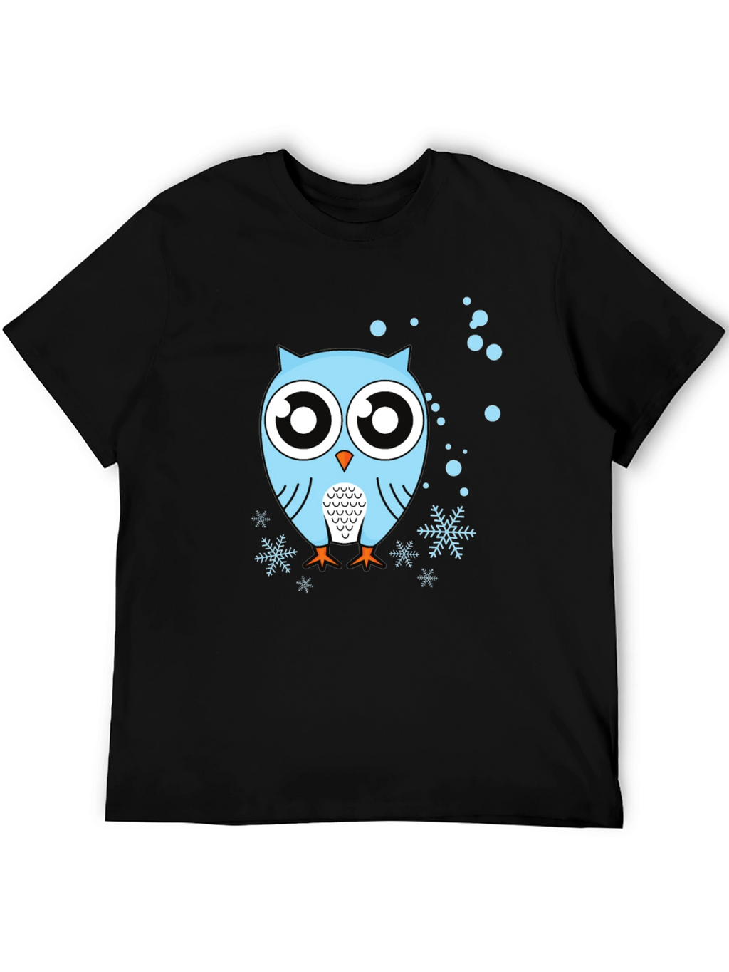 Owl Graphic Tee - Black Crew Neck Cotton Shirt