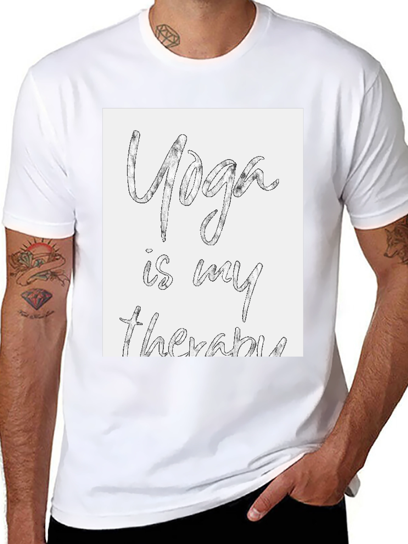 Yoga is My Therapy Graphic Tee - Black Cotton T-Shirt