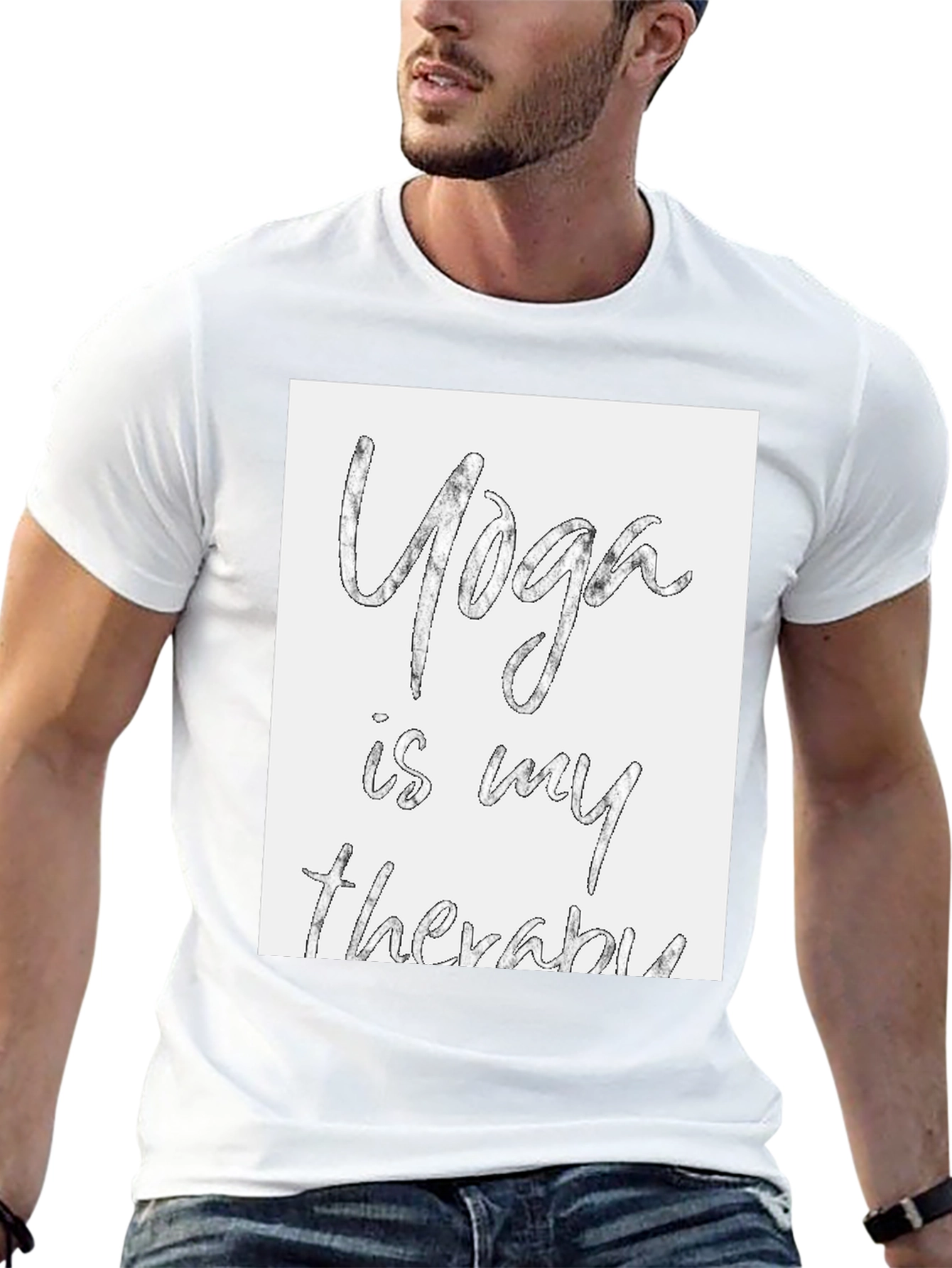 Yoga is My Therapy Graphic Tee - Black Cotton T-Shirt