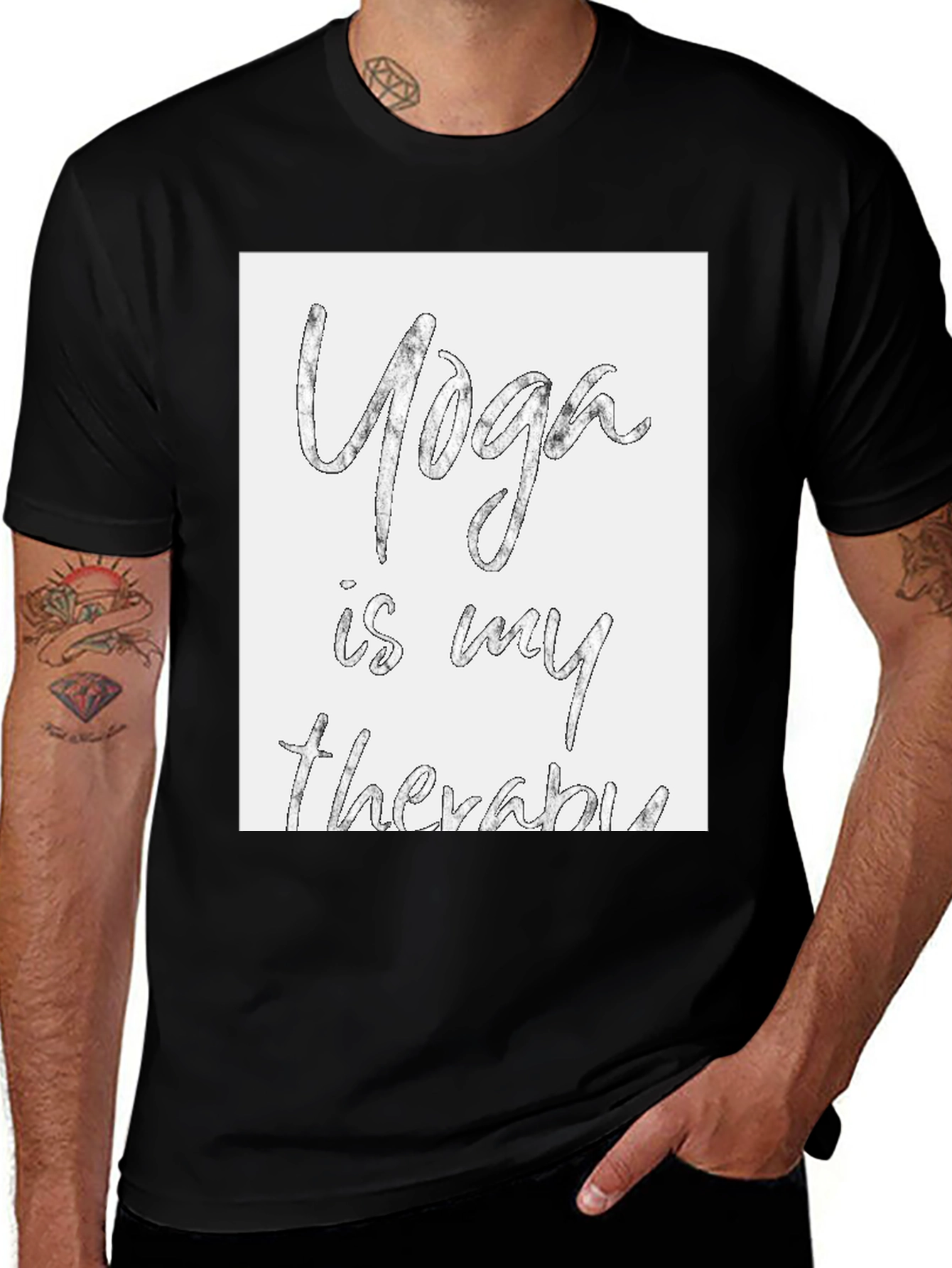 Yoga is My Therapy Graphic Tee - Black Cotton T-Shirt