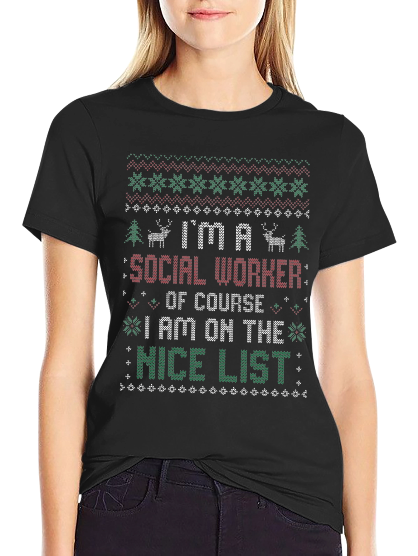 Social Worker Ugly Christmas Sweater T-Shirt