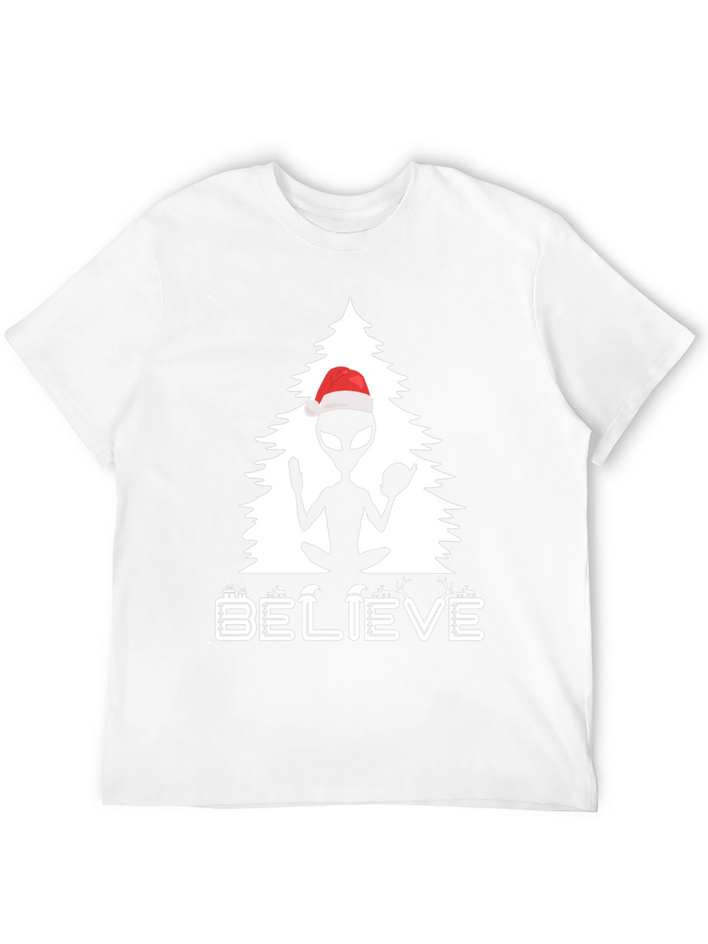 Believe Alien Christmas Tree Graphic Tee